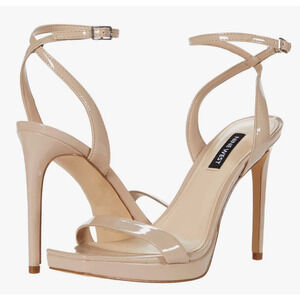 Nine West Zalas Zadie Heels 9.5 Nude Tan NWOT Sandals Stiletto Glam Cocktail